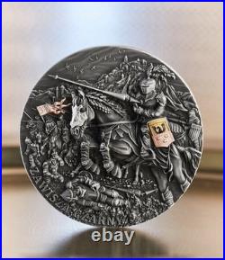 Zawisza The Black 200g Antiqued Silver Coin 5000 Francs CFA Cameroon 2024 6.4oz