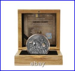 Zawisza The Black 200g Antiqued Silver Coin 5000 Francs CFA Cameroon 2024 6.4oz